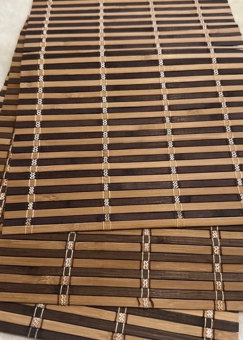 Kahverengi Çizgili Bambu Amerikan Servis 3 tane - Görsel 2