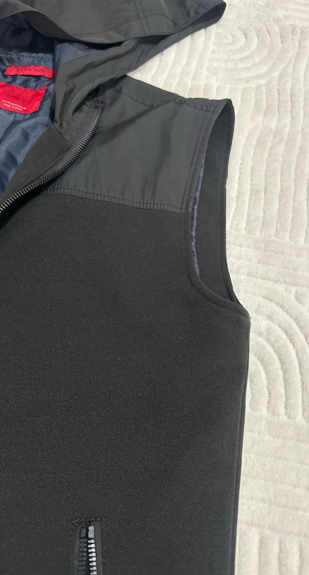 Siyah Fermuarlı Kolsuz Erkek Ceket - Görsel 3