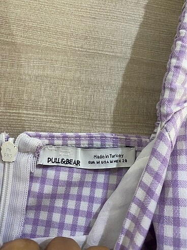 Pull and Bear Lila ekoseli elbise