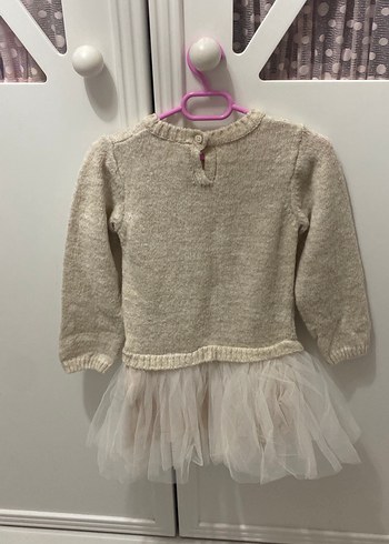 LC Waikiki Kız Çocuk Bej Nakışlı Triko Elbise