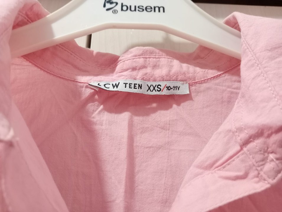 Düğmeli Pembe çocuk Gömlek - Görsel 3