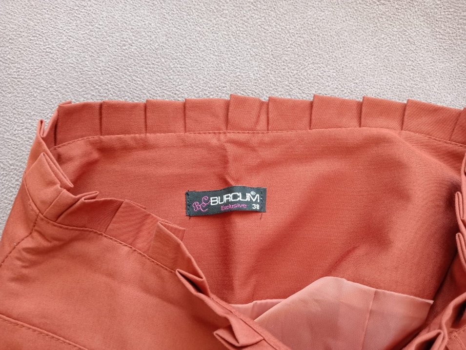 Uzun Pilili Kadın Etek kiremit rengi - Görsel 3