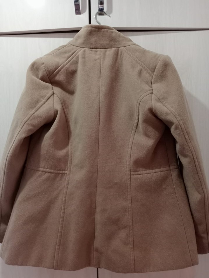 Düğmeli Bej Kadın Süet Midi Kaban - Görsel 2