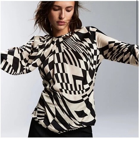 Zara Zara Geometrik Desen Bluz