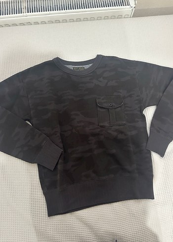 Erkek Kamuflaj Desenli Düğmeli Sweatshirt - Görsel 2