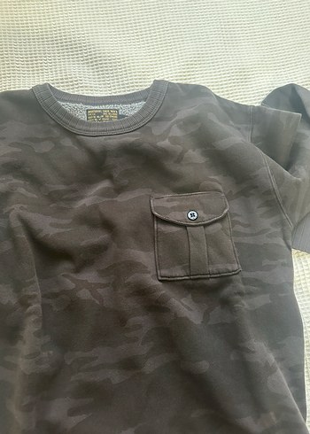 Erkek Kamuflaj Desenli Düğmeli Sweatshirt - Görsel 3