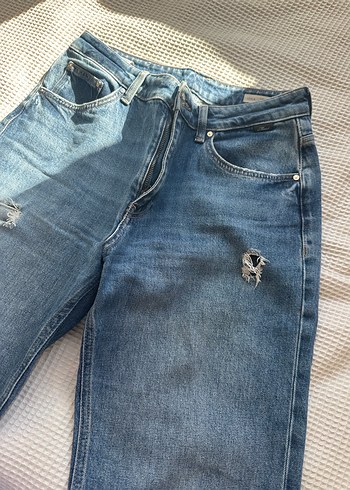38 Beden Kadın Mavi Bol Kesim Kot Pantolon
