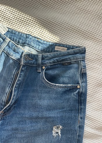 Kadın Mavi Bol Kesim  Kot Pantolon - Görsel 3