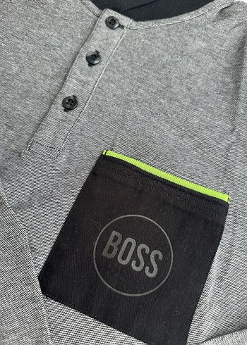 Gri Uzun Kollu Polo Tişört Düğmeli Cepli - Görsel 2