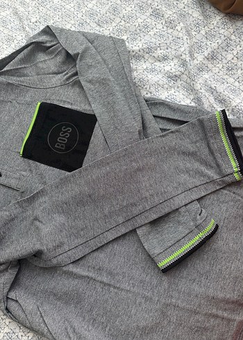 Gri Uzun Kollu Polo Tişört Düğmeli Cepli - Görsel 3