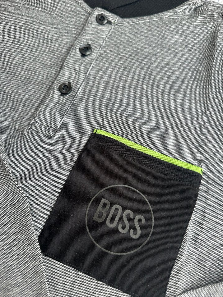 Gri Uzun Kollu Polo Tişört Düğmeli Cepli - Görsel 2