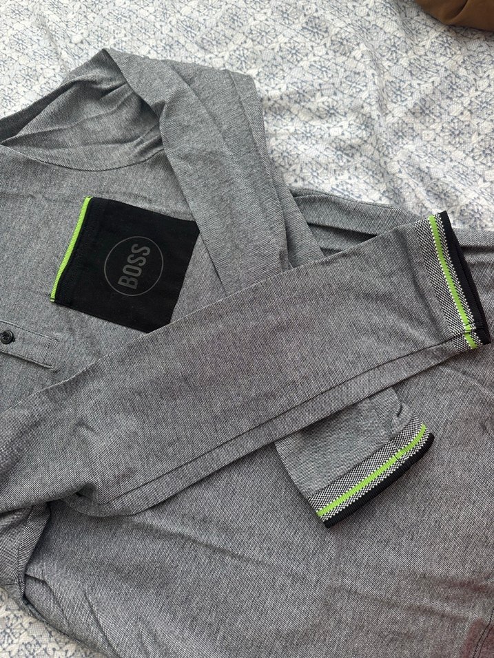 Gri Uzun Kollu Polo Tişört Düğmeli Cepli - Görsel 3