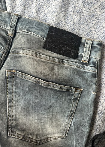 Gri Düğmeli dar Kesim Erkek Kot Pantolon - Görsel 5