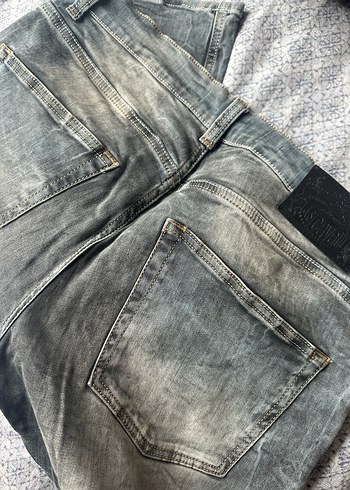 Gri Düğmeli dar Kesim Erkek Kot Pantolon - Görsel 6