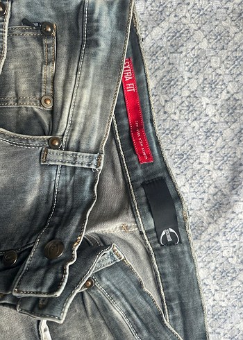 Gri Düğmeli dar Kesim Erkek Kot Pantolon - Görsel 4