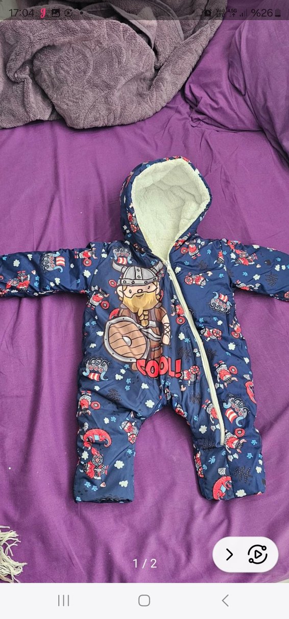 Erkek Bebek  Tulumu astronot mont - Görsel 2