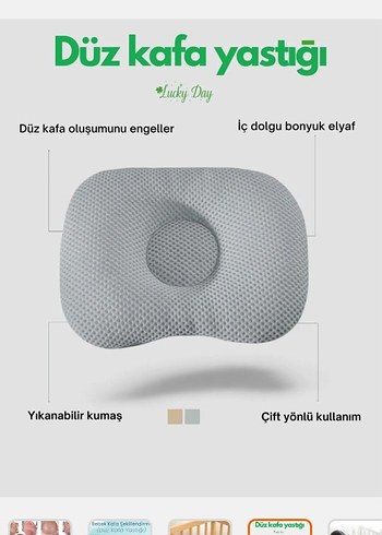 Gri Bebek Baş Düzeltici Yastık - Görsel 2