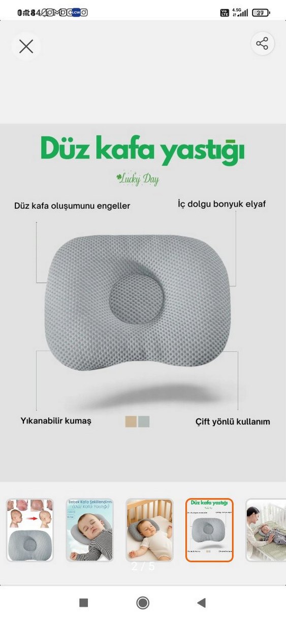 Gri Bebek Baş Düzeltici Yastık - Görsel 2