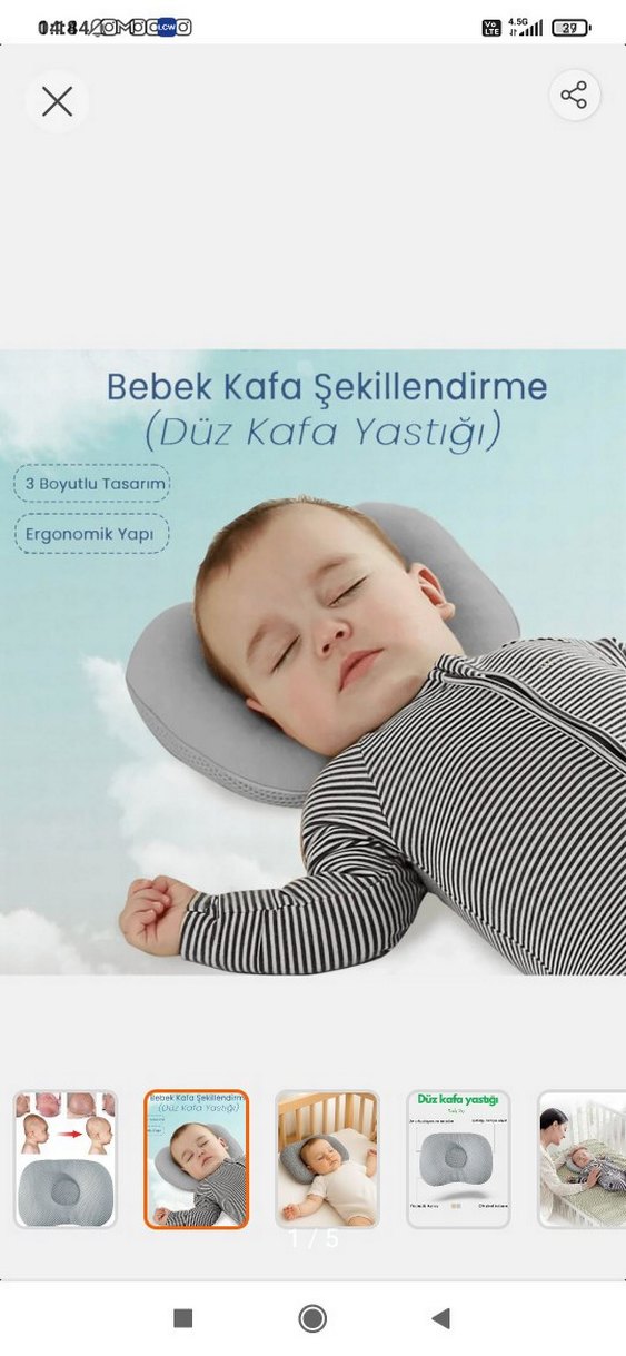 Gri Bebek Baş Düzeltici Yastık - Görsel 5