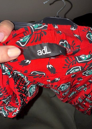 ADL Bohem Kırmızı Desenli Düğmeli Rahat Kadın Pantolon - Görsel 2