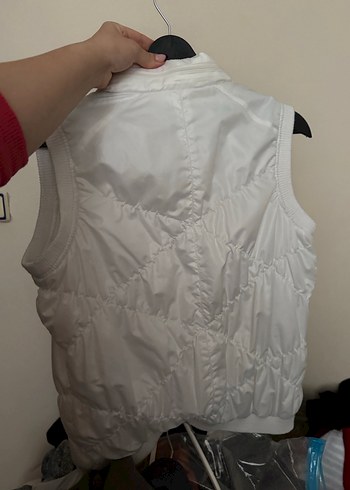 Düğmeli Beyaz Kadın Yelek - Görsel 3