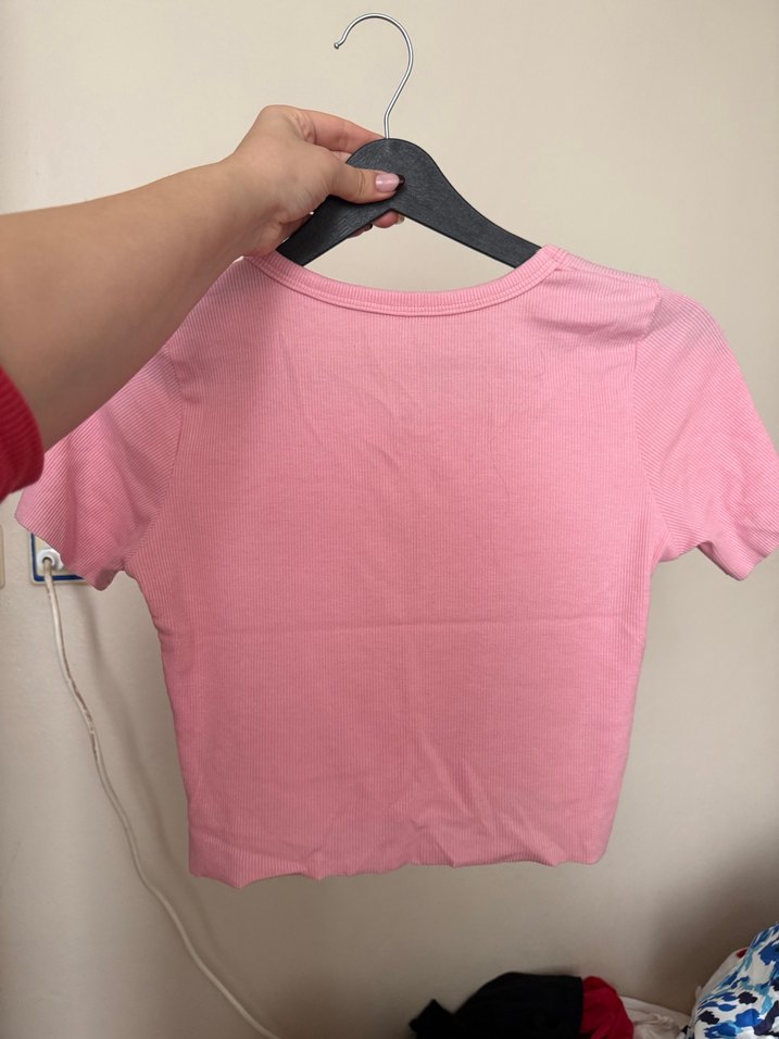 Kadın pembe crop - Görsel 2