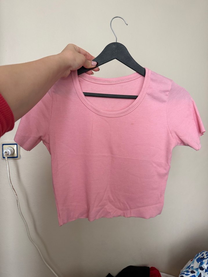 Kadın pembe crop - Görsel 3