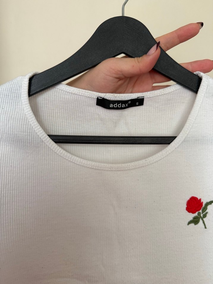 Kadın Beyaz Kısa Kollu Pamuklu Tişört addax - Görsel 3