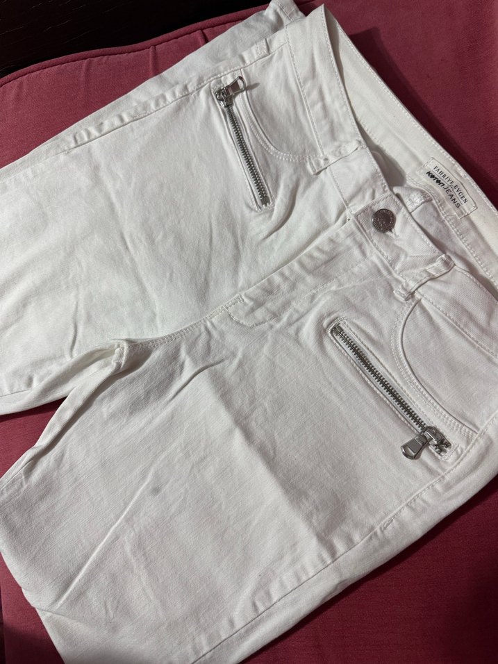 Beyaz Fermuarlı Kadın kot Pantolon - Görsel 3