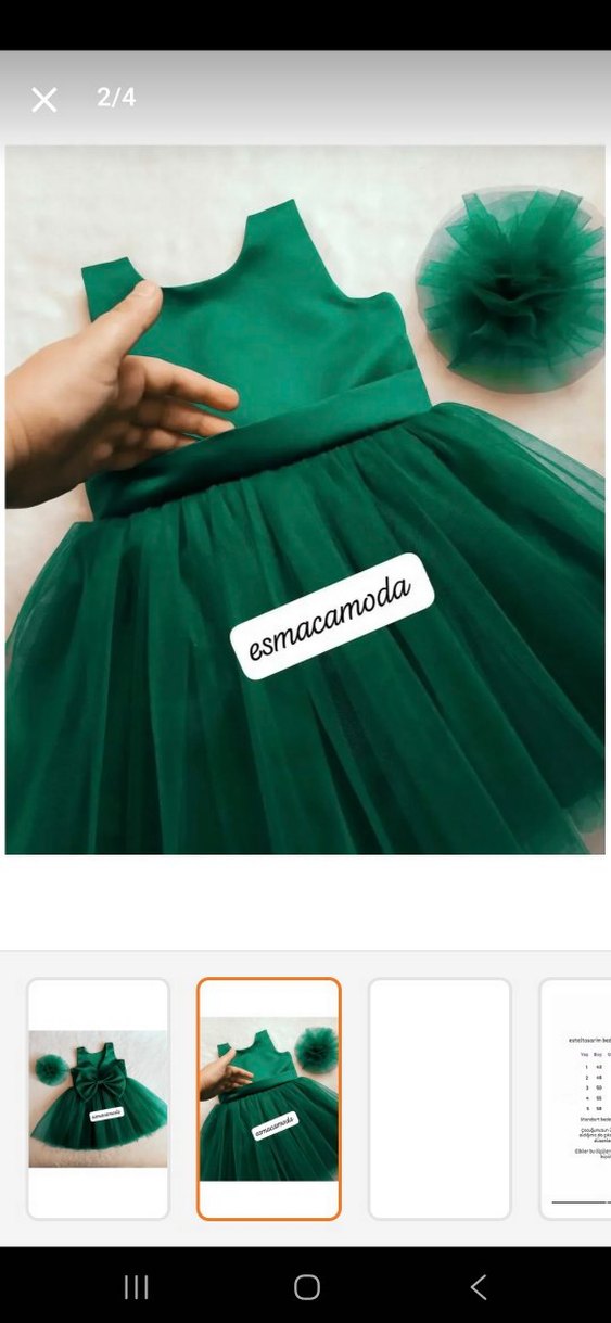 Yeşil Fiyonk Detaylı Kız Çocuk Abiye Elbise - Görsel 2