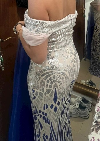 Omuzları Açık Uzun Drapeli Abiye sehin den alındı hiç giyilmedi - Görsel 2