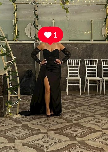 shein ürünüdür . Uzun Siyah Straplez Gotik Abiye Elbise - Görsel 2