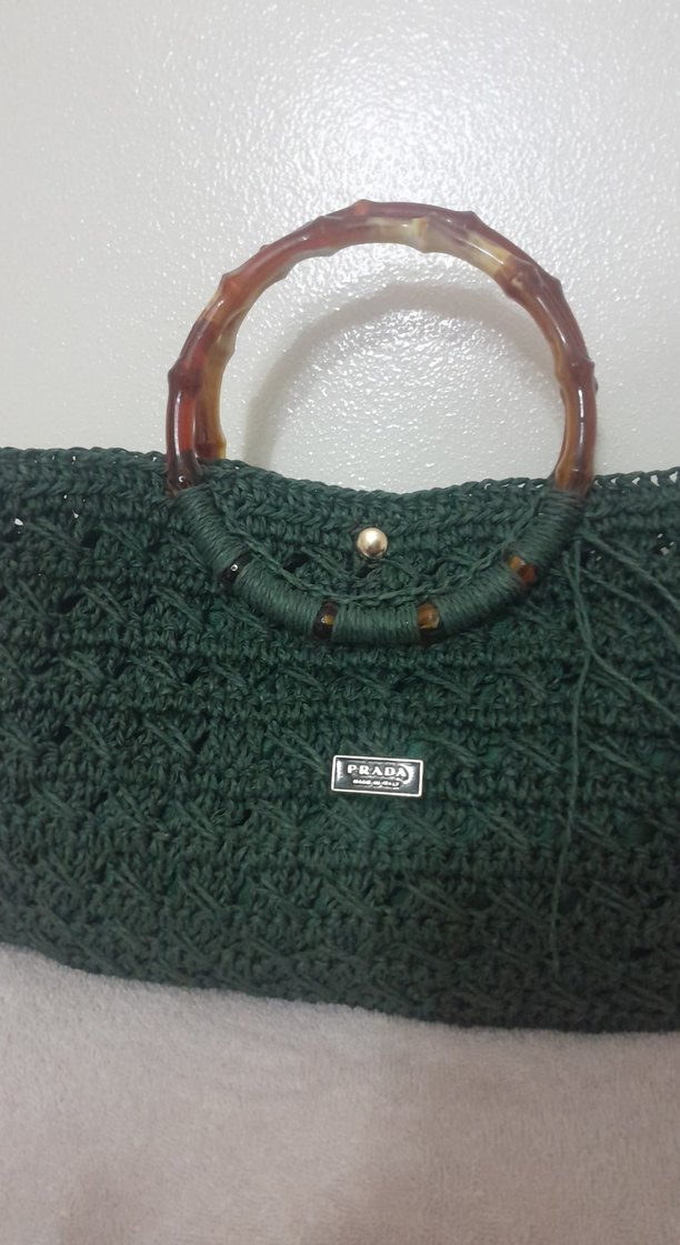 Örgü Kumaş Koyu Yeşil Kadın Çanta - Görsel 3