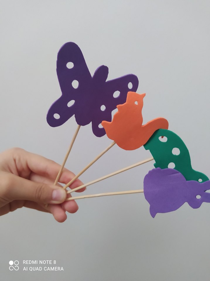 Renkli Hayvan ve Kelebek Şekilli gölge kuklaları - Görsel 2