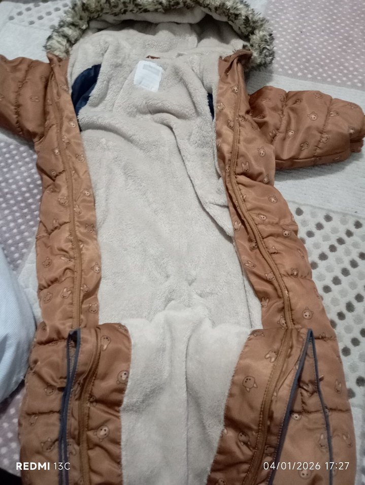 Bebek Kahverengi Kürklü Tulum - Görsel 2