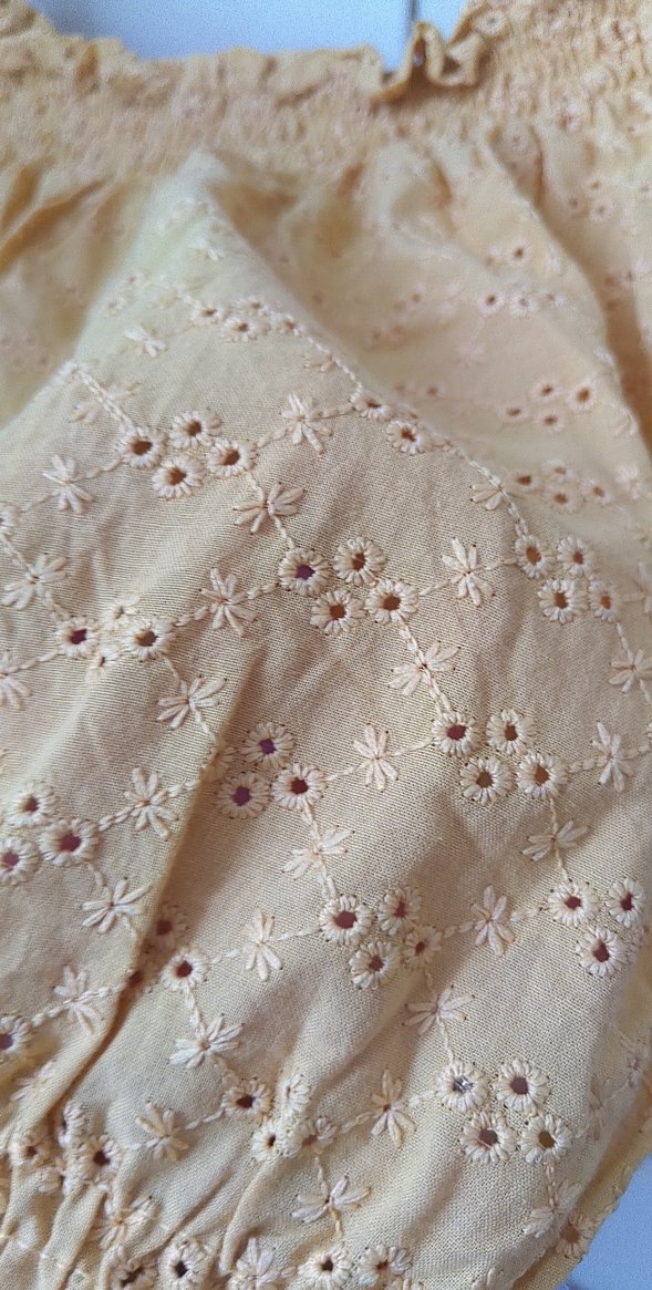 Sarı İşlemeli Kısa Bohem Bluz - Görsel 2