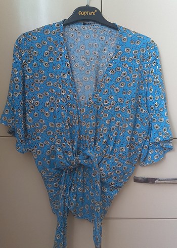 çiçekli mavi üst - Görsel 2