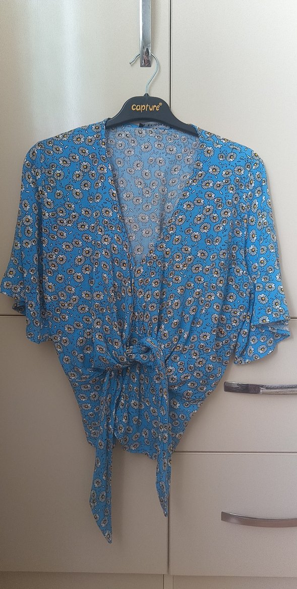 çiçekli mavi üst - Görsel 2