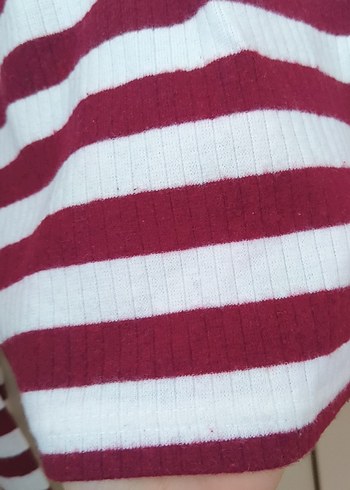 Bordo Çizgili Boğazlı Kadın Kazak - Görsel 2