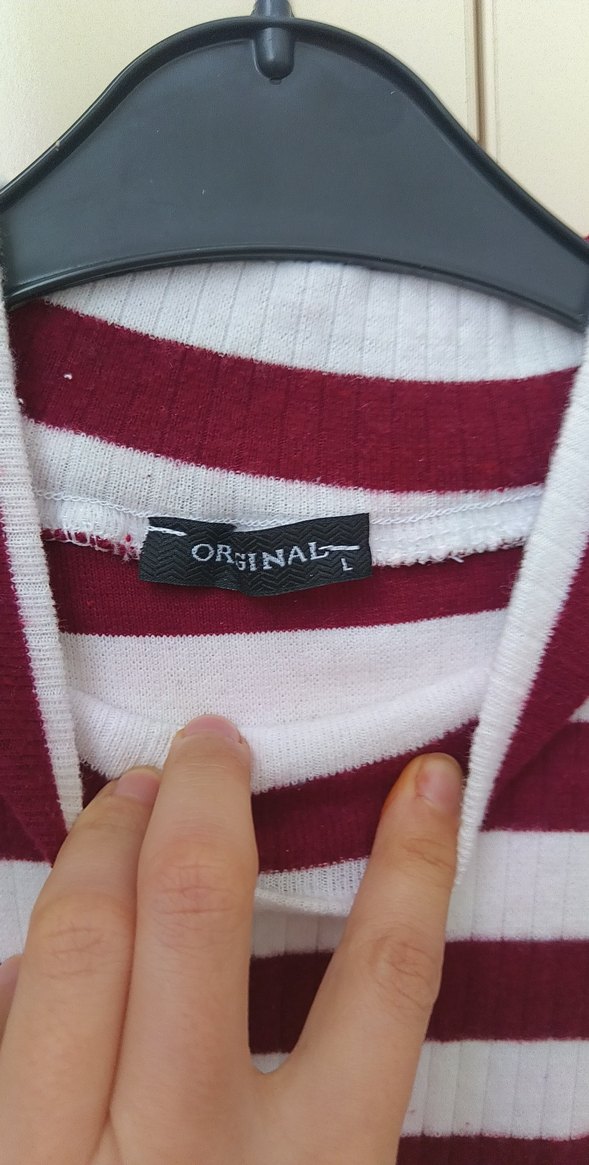 Bordo Çizgili Boğazlı Kadın Kazak - Görsel 3