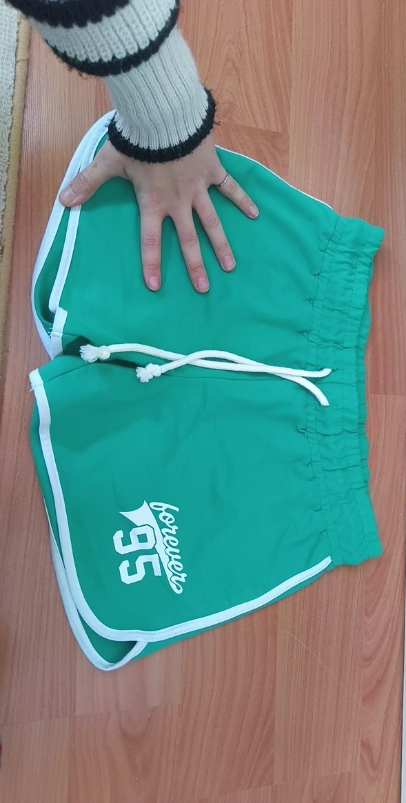 Yeşil Elastik Bel Mini Spor Şort - Görsel 2