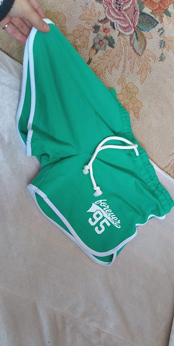 Yeşil Elastik Bel Mini Spor Şort - Görsel 3