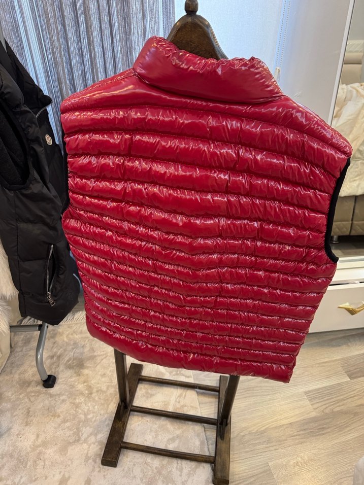 Kırmızı Parlak Kısa Dik Yaka Erkek Yelek - Görsel 2