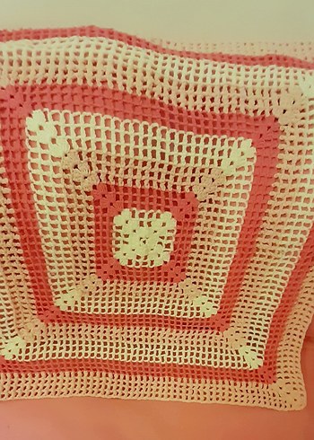 tığ işi el örgusü örtü 62x62 cm - Görsel 2