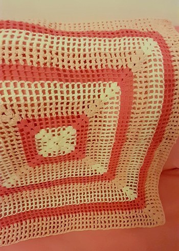 tığ işi el örgusü örtü 62x62 cm - Görsel 5