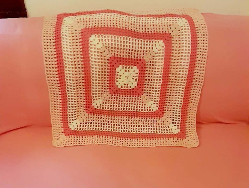 tığ işi el örgusü örtü 62x62 cm - Görsel 3