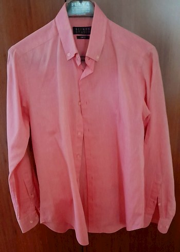 BEYMEN Pembe Erkek Keten Gömlek, Uzun Kollu, Regular Fit