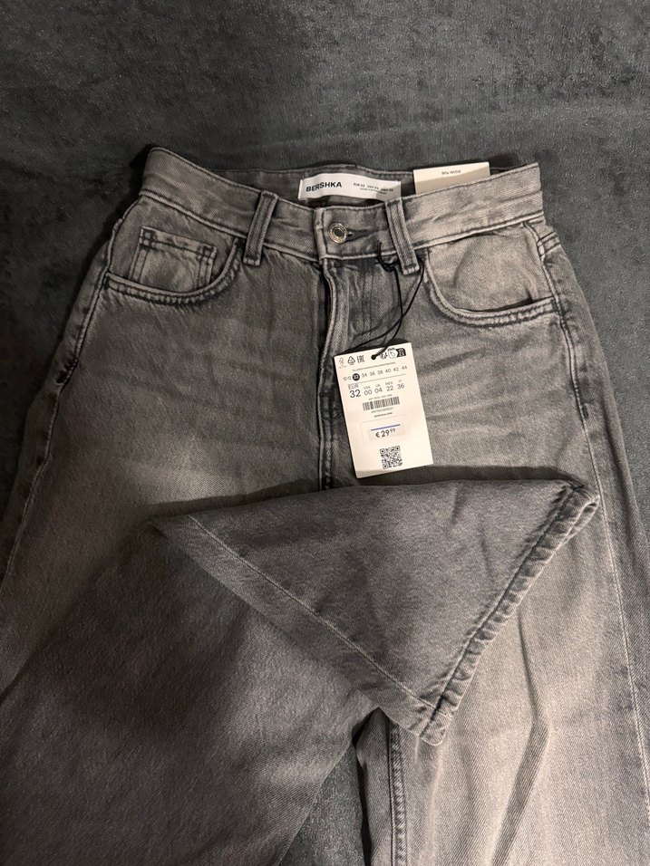 90'lar Geniş Paça Gri Kadın Jean - Görsel 3