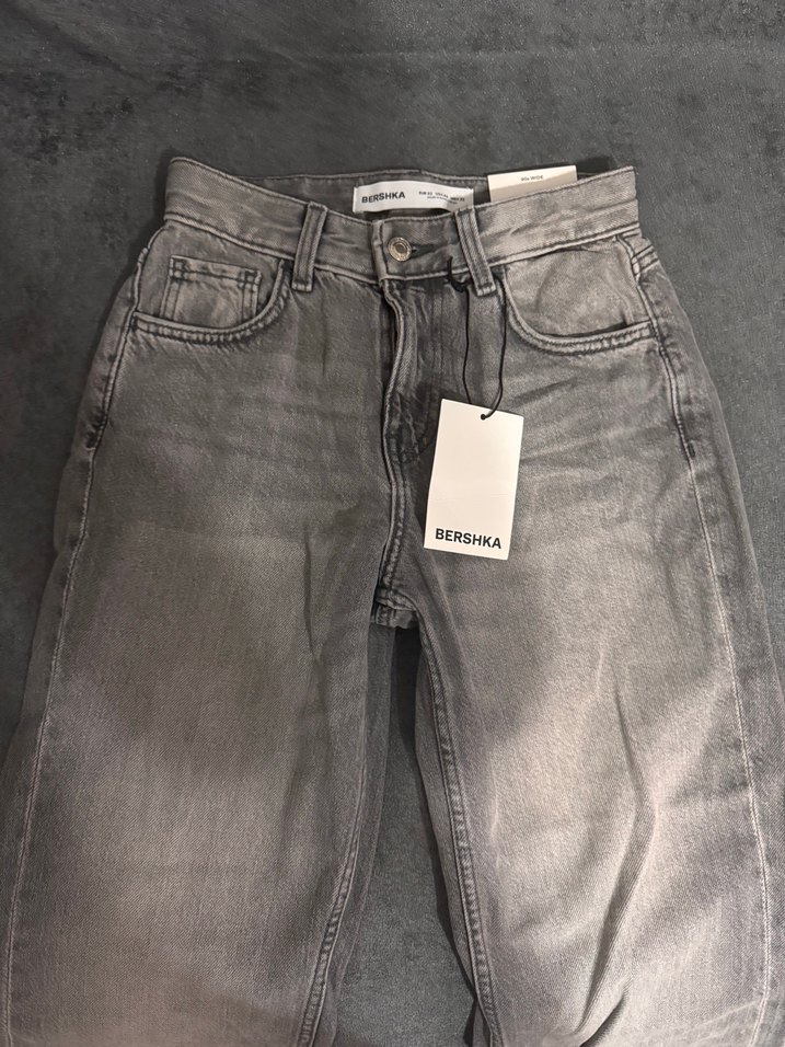 90'lar Geniş Paça Gri Kadın Jean - Görsel 2