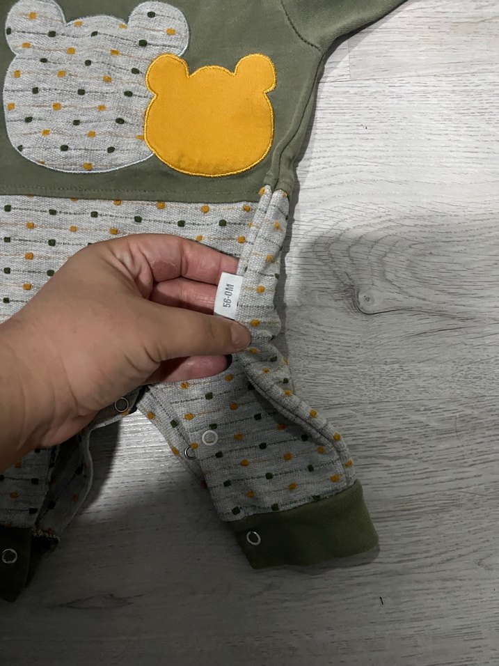 Gri Baskılı Bebek Tulum, Uzun Kollu - Görsel 2